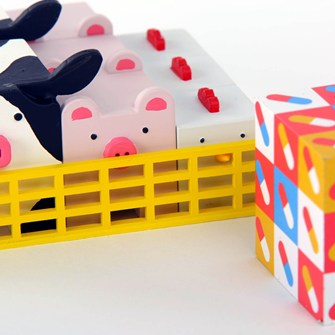A toy factory farm, animals with antibiotics