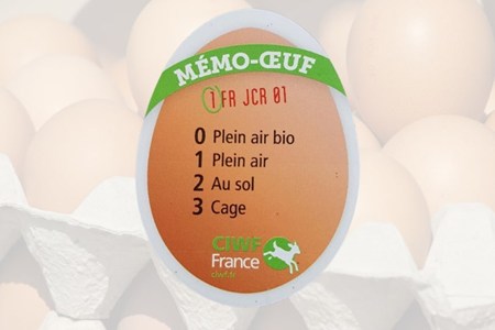 Magnet représentant les codes 0 à 3 sur un oeuf